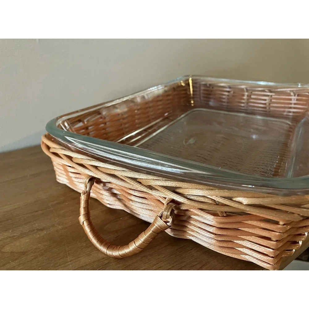 Glasbake vintage wickerware
